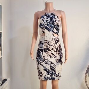 Kendall & Kylie Jenner Topshop ASOS White Marble Party Bodycon MIDI Dress Size 8
